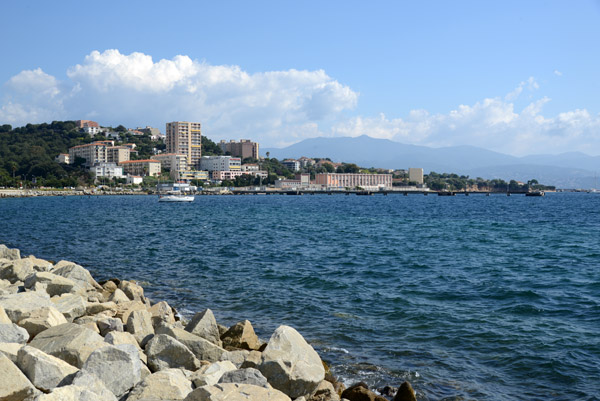 Ajaccio, centrally located on the west coast of Corsica