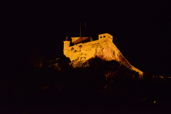 Forte Falcone illuminated at night, Portoferraio, Elba