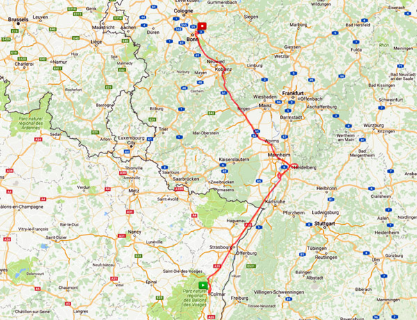 Colmar, France to Speyer, Germany