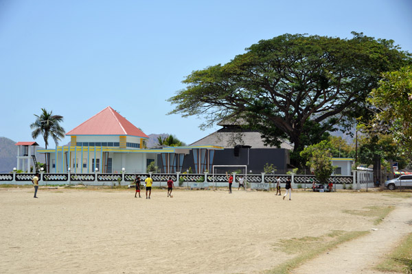 Dusty football field along the Dili waterfront