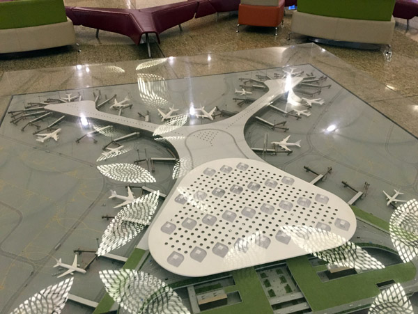 Model of the new Mumbai Airport Terminal 2