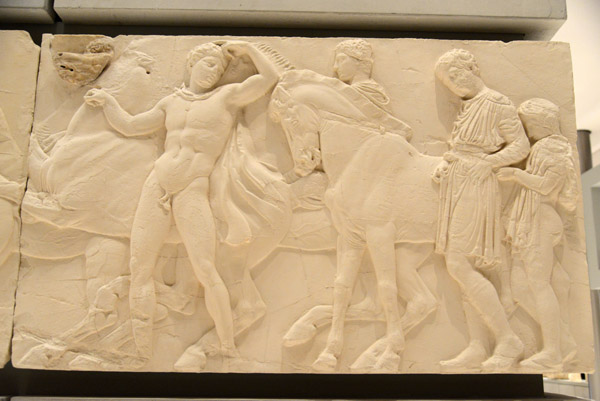 Horsemen yet to mount, north frieze of the Parthenon block 47