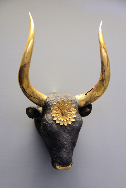 Silver rhyton with gold horns and rosette, Mycenae Grave IV, 16th C. BC