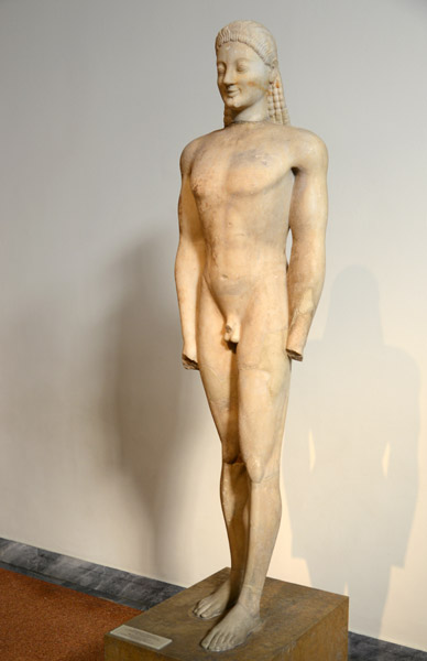 Kouros, parian marble, Volomandra-Attica, ca 560-550 BC