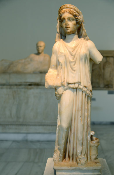 Priestess, Pentelic marble, National Gardens of Athens, 230-250AD