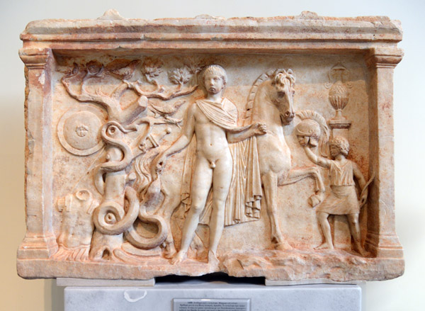 Votive relief, Pentelic marble, Arkadia, 2nd C. AD