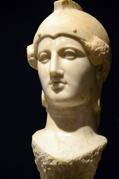 Marble head of Athena, from near the Pnyx, Athens, 2nd C. AD