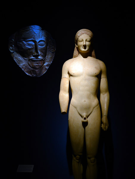 Marble funerary kouros from Merenda, Attica ca 540-530 BC.