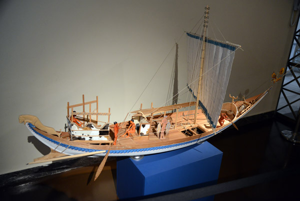 Wooden model of a classical ship based on Akrotiri