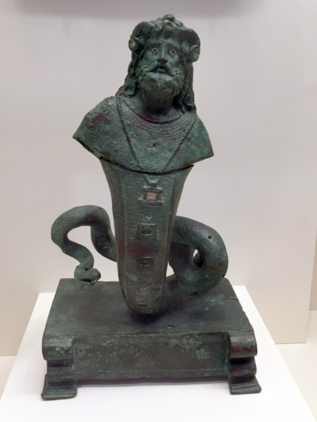 Copper alloy statuette of the god Sarapis Amun Agathodaemon