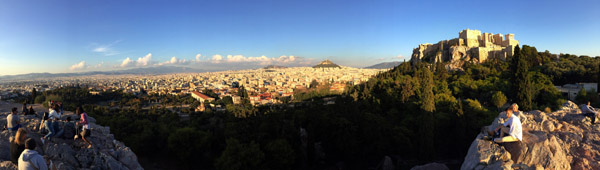 Panoramic view of the Acropolis from Areopagus Hill
