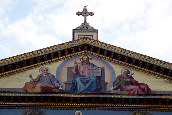 Christ between Its Peter and Paul, upper façade mosaics, Basilica of St. Paul