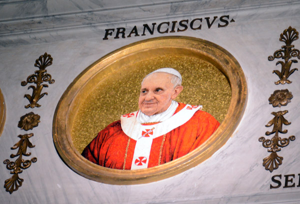 Mosaic of the current pope, Francis, Basilica of St. Paul Outside the Walls
