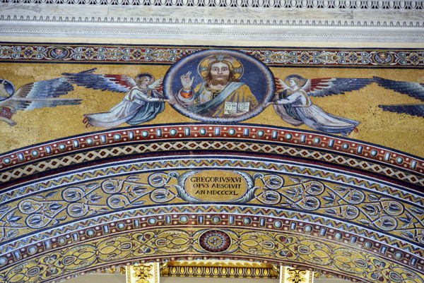 Mosaic of Christ on the back side of the Triumphal Arch commissioned by Pope Gregory XVI in 1840