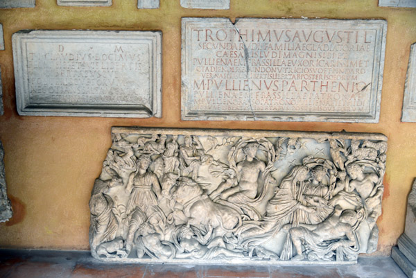 Carved relief and inscribed tablets, Cloister of the Basilica of St. Paul