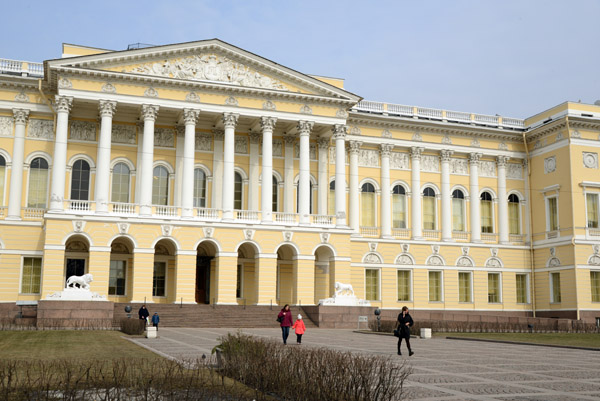 The neoclassical Mikhailovsky Palace was built for Grand Duke Michael Pavlovich, 1819-1825
