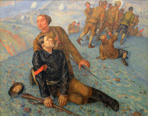 Kuzma Petrov-Vodkin, Death of a Commissar, 1928