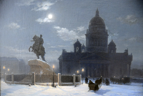 Vasily Surikov, View of monument of Peter I on the Senate Square in St Petersburg, 1870