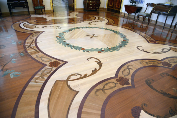 Detail of the inlaid wooden floor of the Marble Palace
