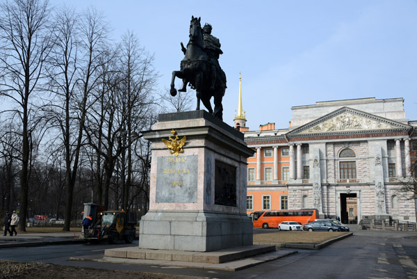 Monument to Tsar Peter I (the Great) in front of St Michael's Castle