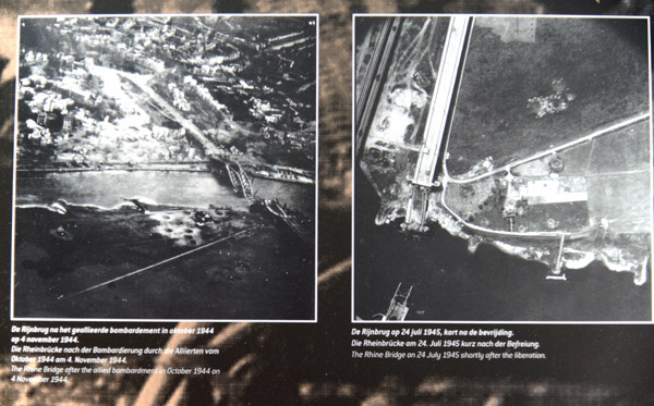 Aerial views of the Rhine Bridge at Arnhem after its destruction