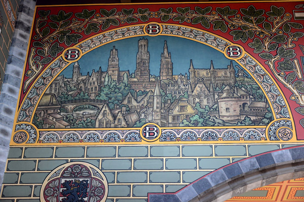 Gent-Sint-Pieters Railway Station - mosaic of the city of Bruges