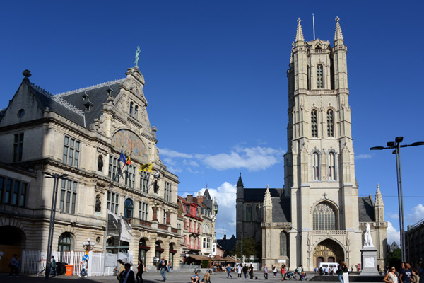 Sint-Baafsplein with St. Bavo's Cathedral and the National Theater, Gent