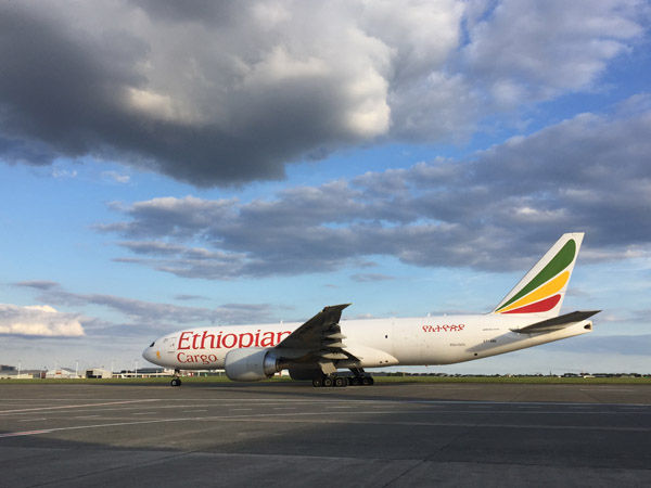 Ethiopian Cargo B777F at BRU (ET-ARK)