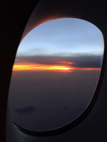 Sunset departing Mauritius