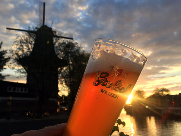 Sunset with the windmill De Gooyer, Amsterdam