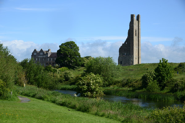 Tower of St Mary's Abbey across the River Boyne from Trim Castle