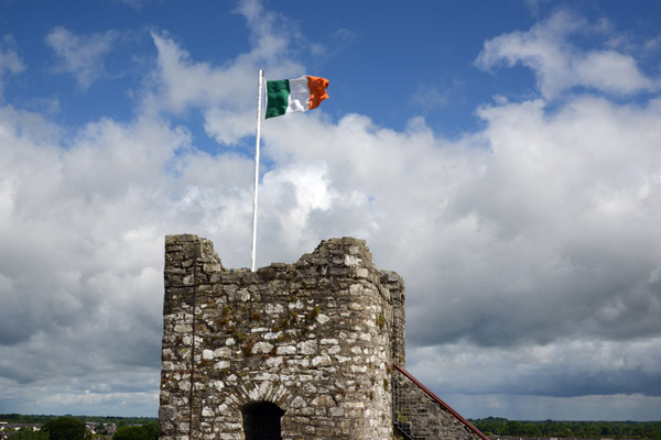 Flag of the Irish Republic flying atop Trim Castle