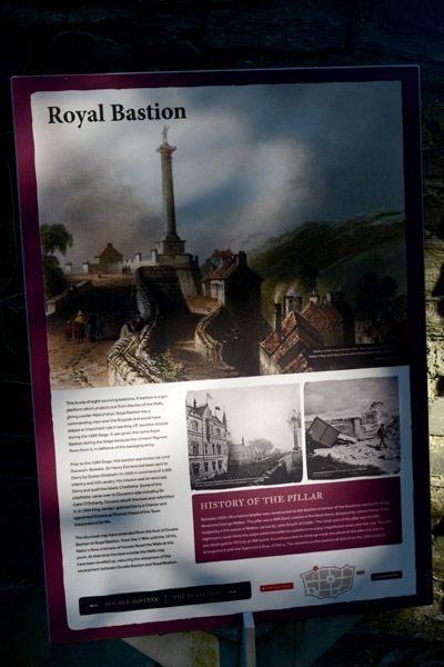 The pillar of the Royal Bastion was destroyed by the IRA in 1973