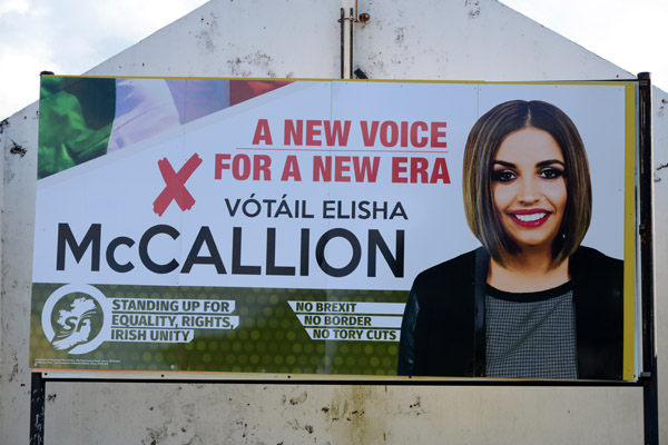 Sinn Fin campaign poster - Elisha McCallion, a new voice for a new era