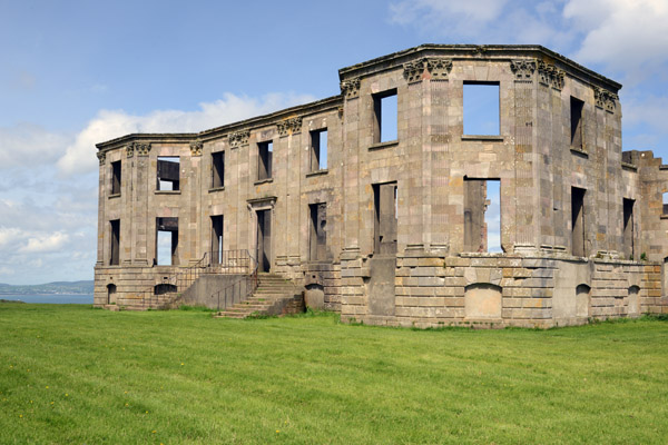 Built 1775, destroyed by fire in 1851, rebuilt in the 1870s, and once again a ruin since after WWII
