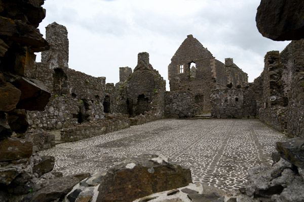 Courtyard surrounded by the ruins of Dunlace Castle