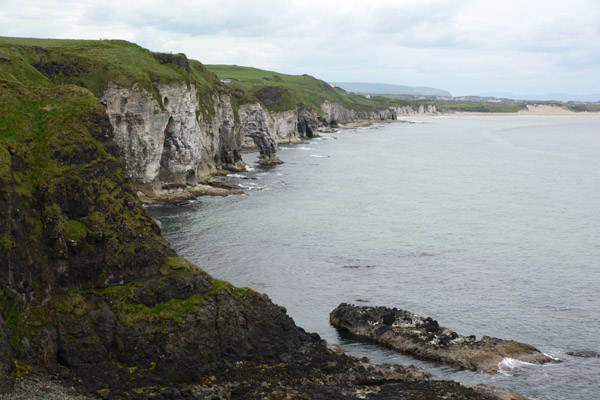 The White Cliffs stretching to the west of Dunlace Castle