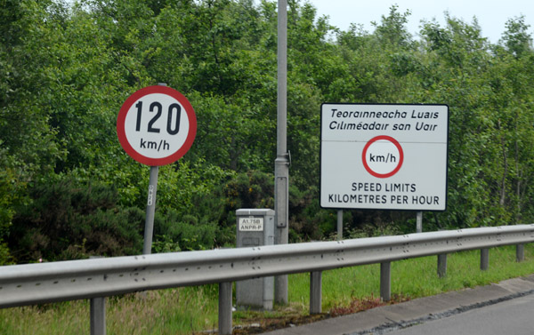 MPH back to km/h - entering the Republic of Ireland along the M1