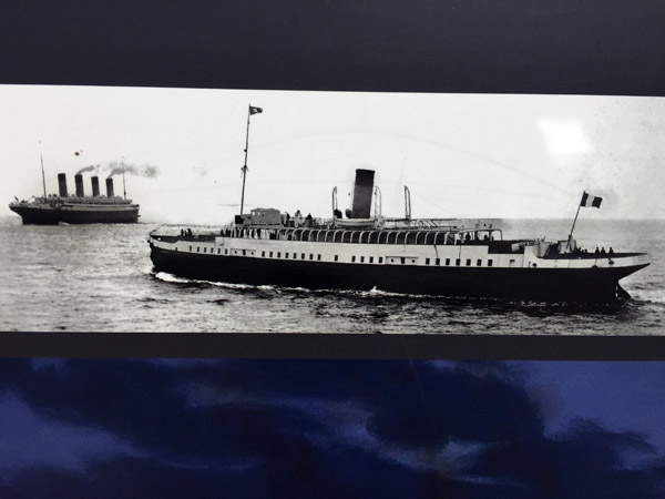 Vintage photograph of SS Nomadic heading out to meet Titanic