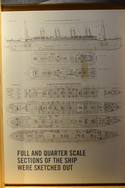 Sketches of Titanic with deck layouts