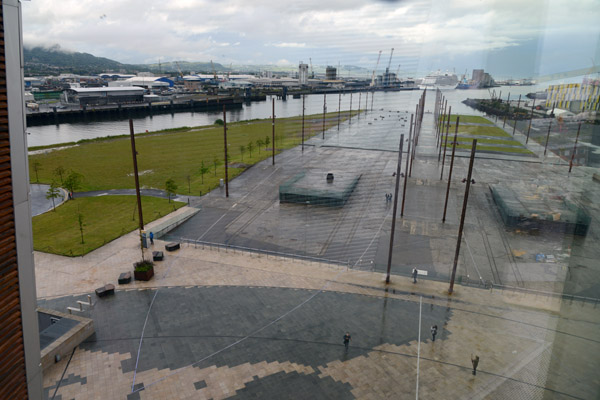 View of Slipway No. 2 with an outline of Titanic, where the ship was constructed