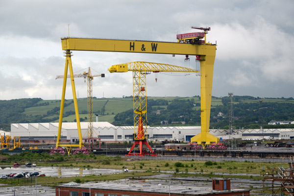 The modern shipbuilding gantry cranes at Harland & Wolff are nicknamed Samson and Goliath