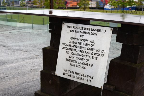 Plaque commemorating the laying of the keel of Titanic 31 March 1909