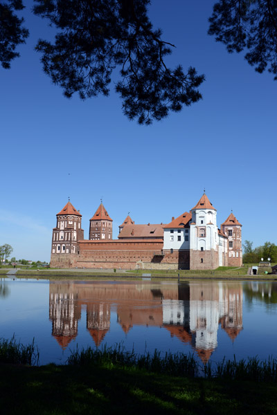 Mir Castle from the southeast across the lake