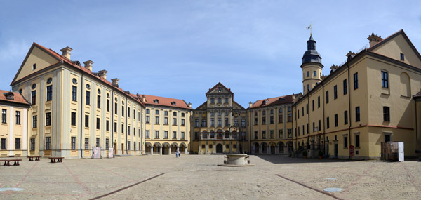 Panorama of the courtyard of Nesvizh Castle, Belarus