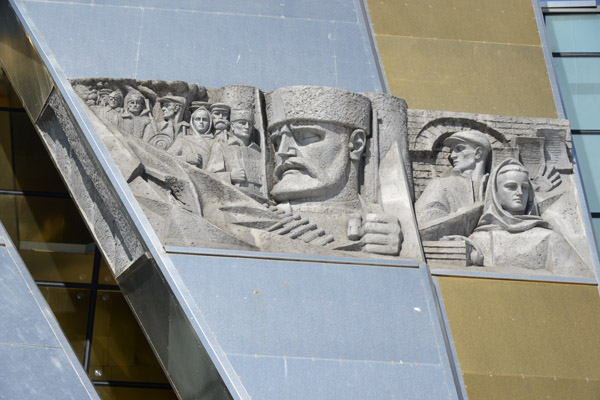 Relief sculptures in front of the Great Patriotic War Museum, Minsk