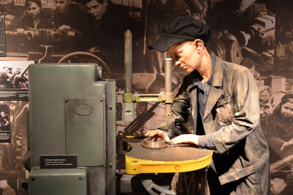 Machinist working in a Soviet factory during the Great Patriotic War