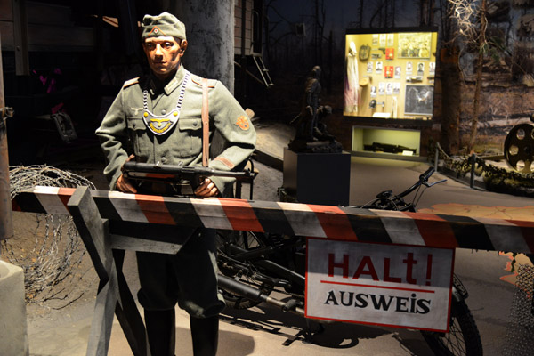 Diorama of a soldier at a German checkpoint