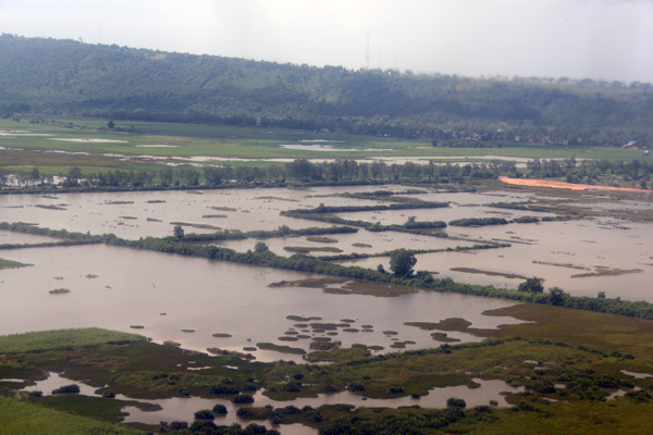 Flooded fields landing to the south at Sihanoukville, Cambodia