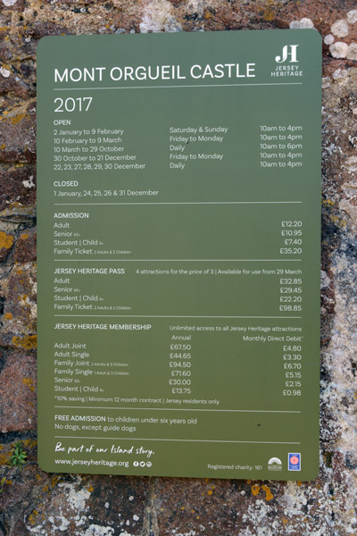 Mont Orgueil Castle hours and admission